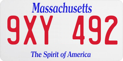 MA license plate 9XY492