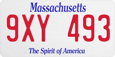 MA license plate 9XY493