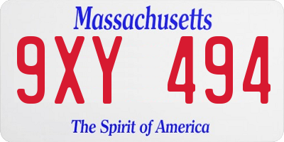 MA license plate 9XY494