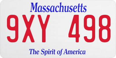 MA license plate 9XY498