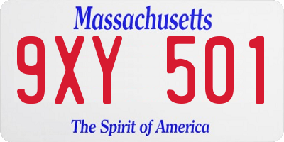 MA license plate 9XY501