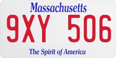 MA license plate 9XY506