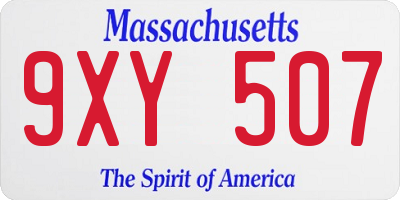 MA license plate 9XY507