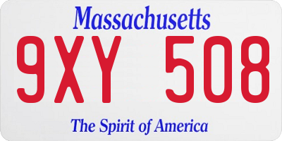 MA license plate 9XY508