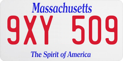 MA license plate 9XY509