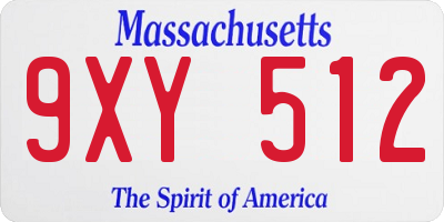 MA license plate 9XY512