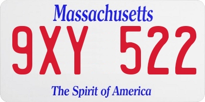 MA license plate 9XY522