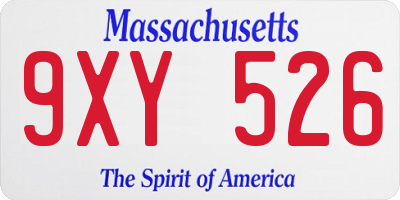 MA license plate 9XY526