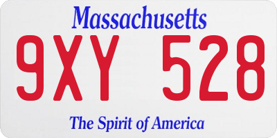 MA license plate 9XY528