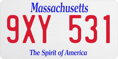 MA license plate 9XY531