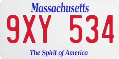 MA license plate 9XY534