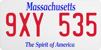 MA license plate 9XY535