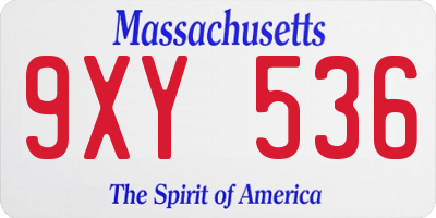 MA license plate 9XY536