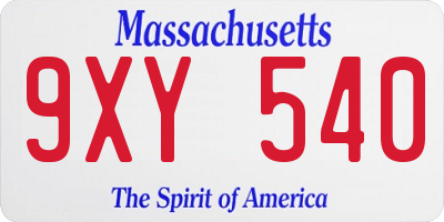 MA license plate 9XY540