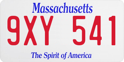 MA license plate 9XY541