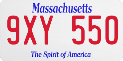 MA license plate 9XY550