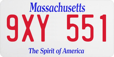 MA license plate 9XY551