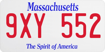 MA license plate 9XY552