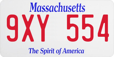 MA license plate 9XY554