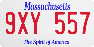 MA license plate 9XY557