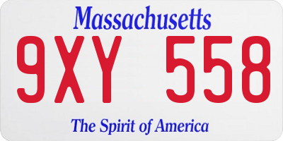 MA license plate 9XY558