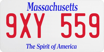 MA license plate 9XY559