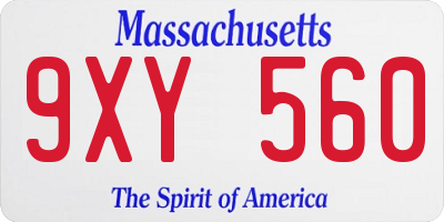 MA license plate 9XY560