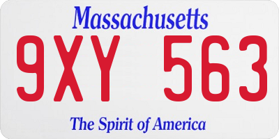 MA license plate 9XY563