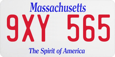 MA license plate 9XY565