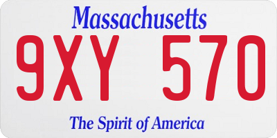 MA license plate 9XY570
