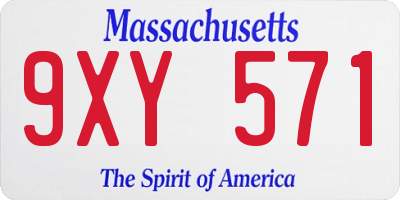 MA license plate 9XY571