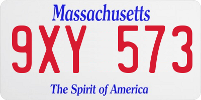 MA license plate 9XY573
