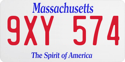 MA license plate 9XY574