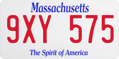 MA license plate 9XY575