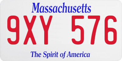 MA license plate 9XY576