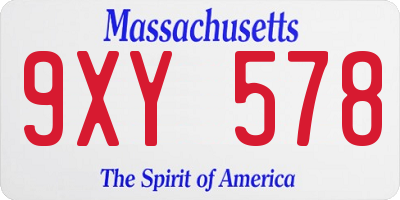 MA license plate 9XY578