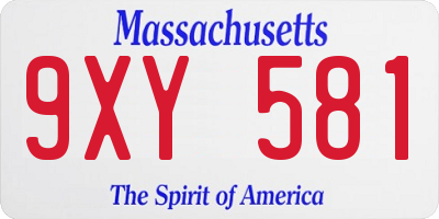 MA license plate 9XY581