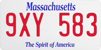 MA license plate 9XY583