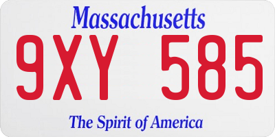 MA license plate 9XY585