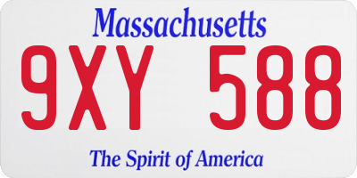 MA license plate 9XY588