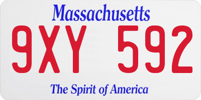 MA license plate 9XY592