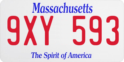 MA license plate 9XY593