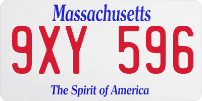 MA license plate 9XY596