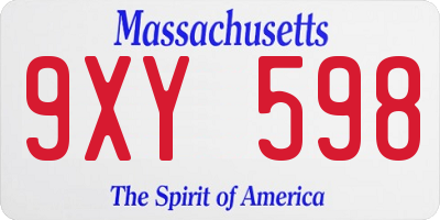 MA license plate 9XY598