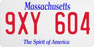 MA license plate 9XY604