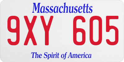 MA license plate 9XY605