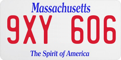 MA license plate 9XY606
