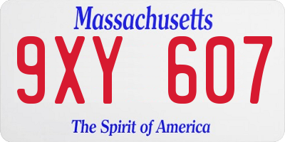 MA license plate 9XY607