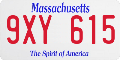 MA license plate 9XY615