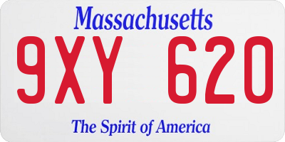 MA license plate 9XY620